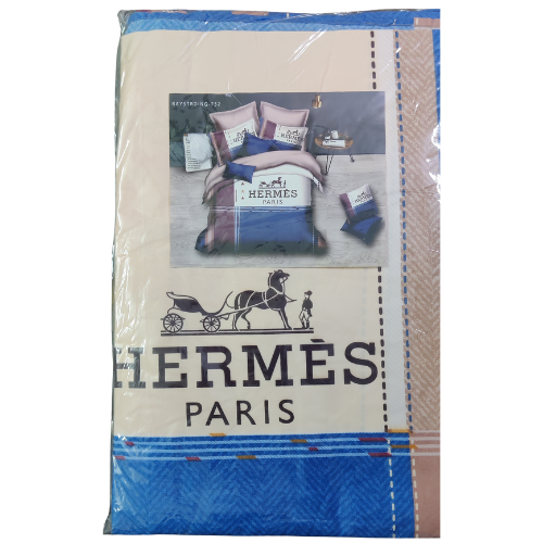 Hermes Style Queen Size Printed Bedsheet Set – 02 